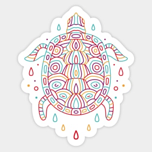 Turtle Colorful Monoline Sticker